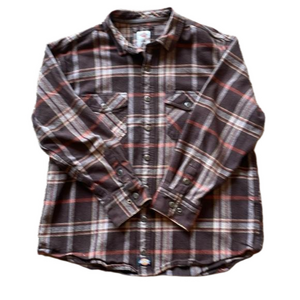 Dickies Mens 2XL Brown Plaid Heavy Weight Shirt/Jacket